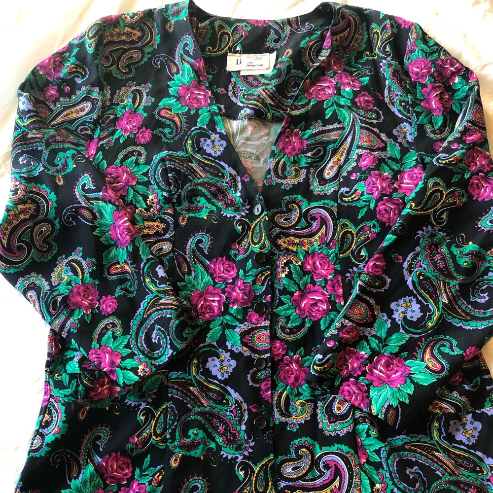 Vintage Braemar by Jeremy Scott 3/4 sleeve floral jacket.